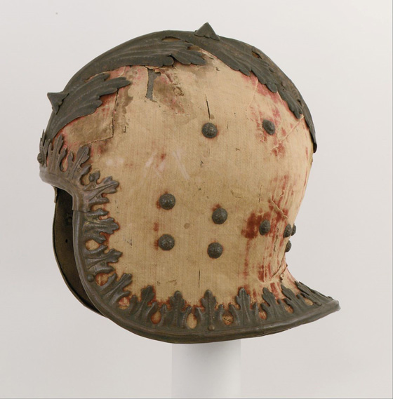 Sallet "in the Venetian Style", Steel, gold, copper, textile, leather, Italian 